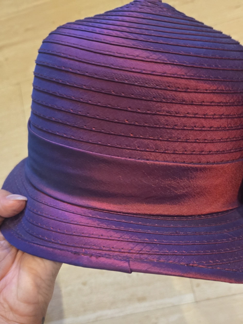 Giovannio New York Purple Iridescent Ribbon/Feather Accent Hat - Picture 8 of 11